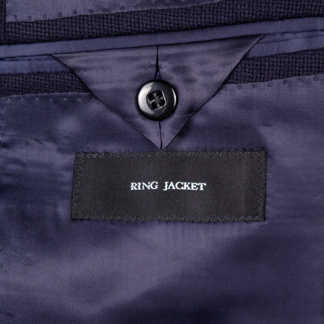 Navy Double-Breasted Wool Summer Balloon Blazer