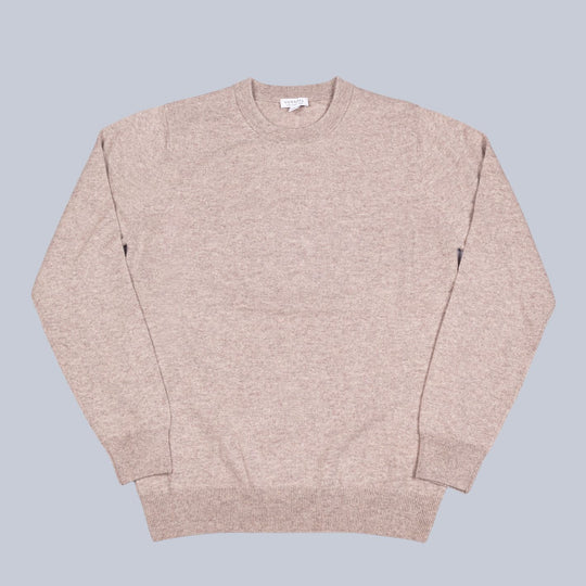 Oatmeal Melange Cashmere Crewneck Sweater