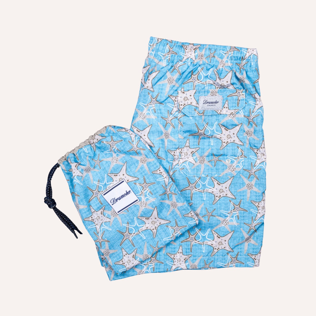 Turquoise Starfish Printed Swim Shorts