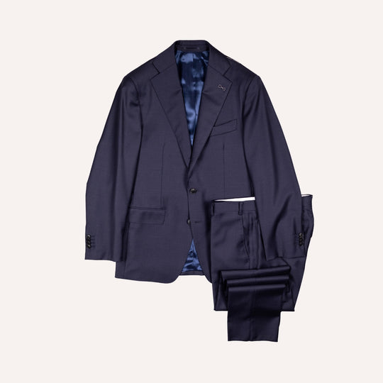 Navy  S120 Twill Wool Suit - Black Line