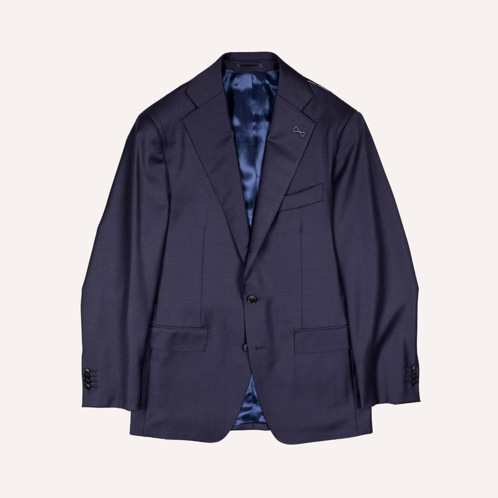 Navy  S120 Twill Wool Suit - Black Line