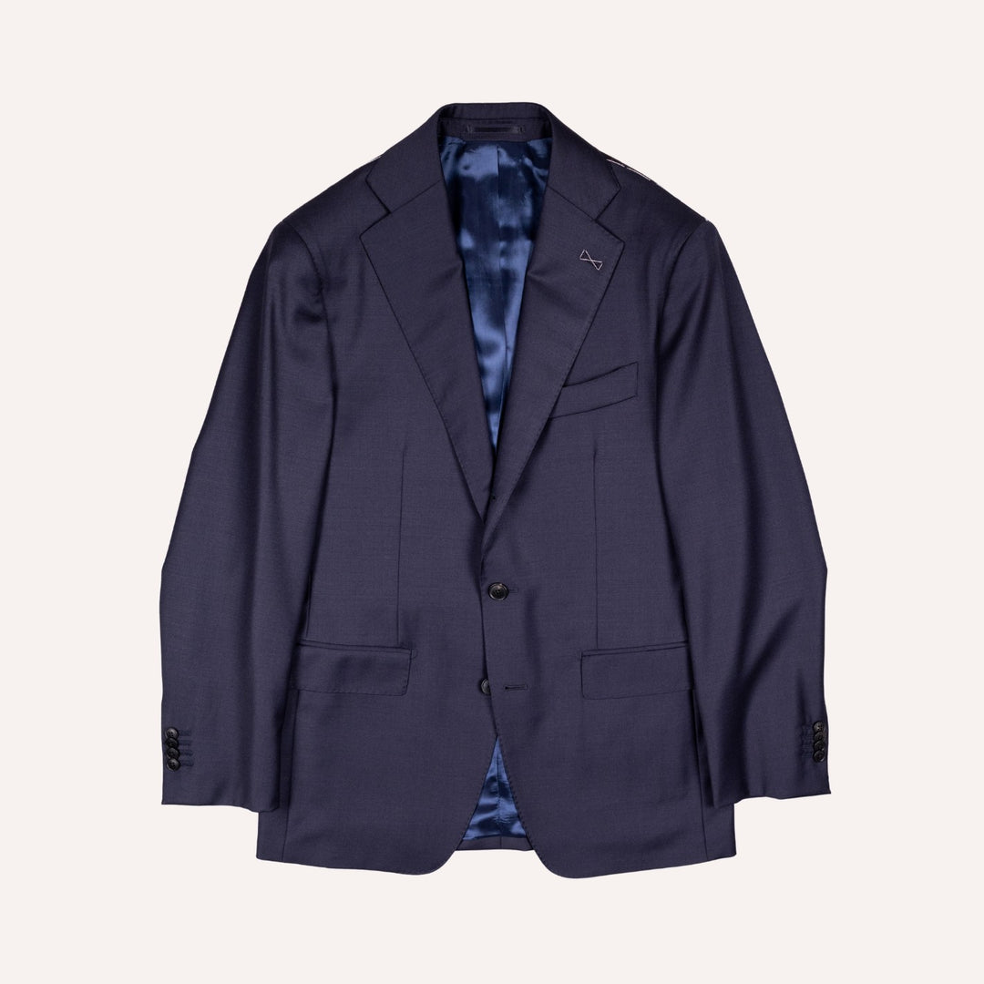 Navy  S120 Twill Wool Suit - Black Line