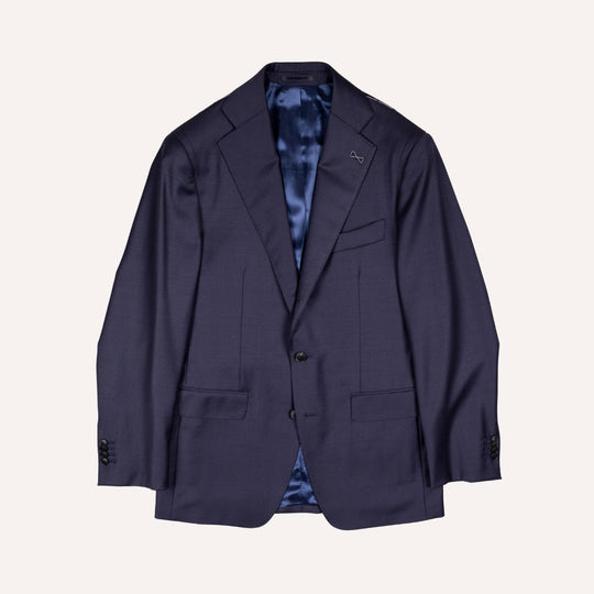 Navy  S120 Twill Wool Suit - Black Line