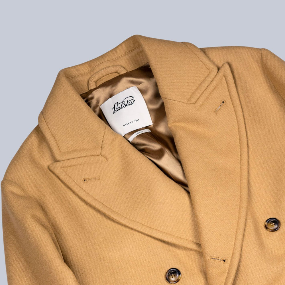 Camel Wool Double Breasted Coat
