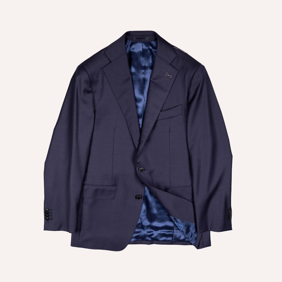 Navy  S120 Twill Wool Suit - Black Line
