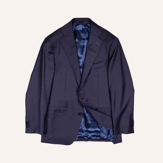 Navy  S120 Twill Wool Suit - Black Line