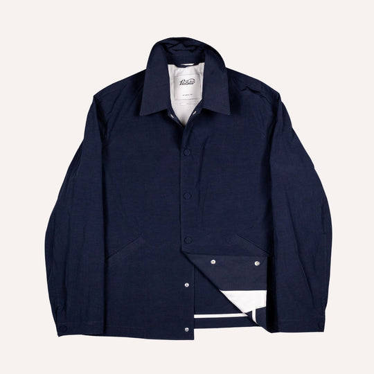 Navy Cotton Nylon Coach Jacket