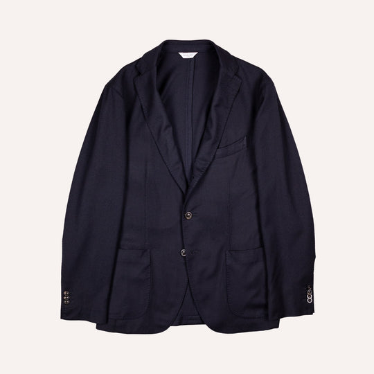 Navy Virgin Brushed Wool Blazer