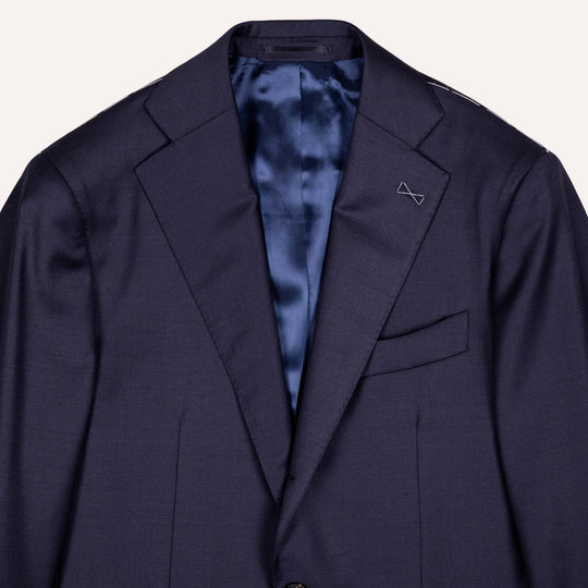 Navy  S120 Twill Wool Suit - Black Line