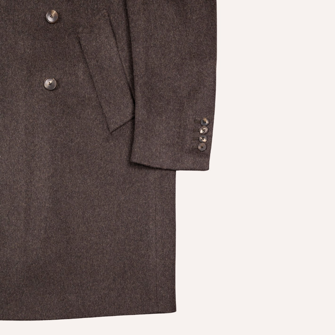 Brown Melange Wool Double Breasted Coat