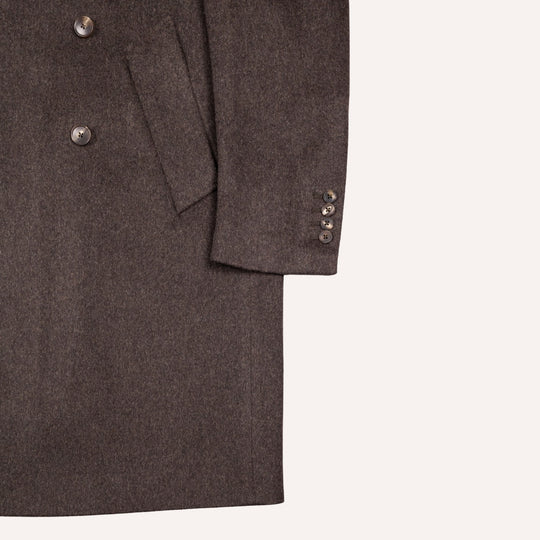 Brown Melange Wool Double Breasted Coat