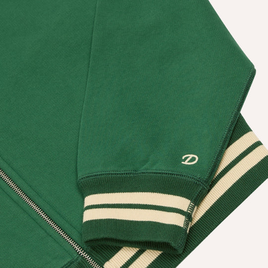 Green & Ecru Cotton Full-Zip Sweatshirt