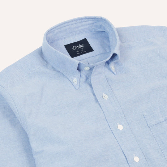 Ice Blue Oxford Button Down Shirt Italy