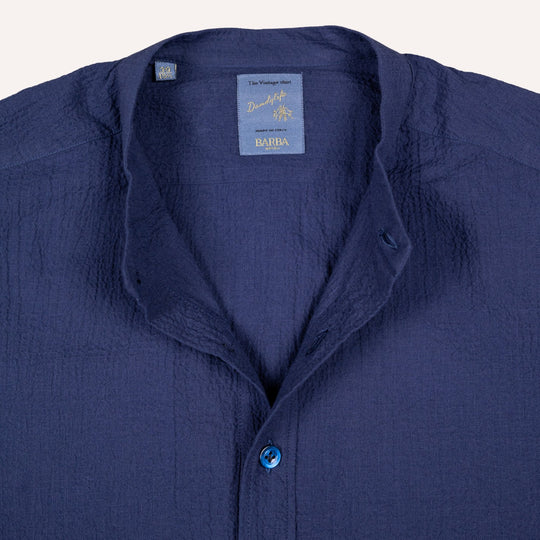 Navy Mandarin Seersucker Popover