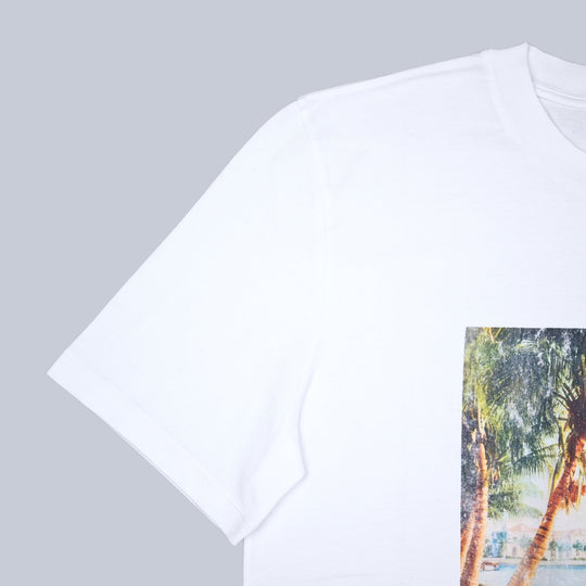 Palm Tree Printed White T-Shirt