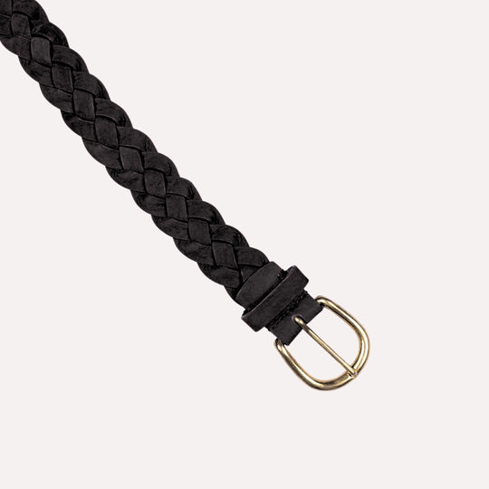 Black Nubuck Woven Brass Buckle 30mm Belt