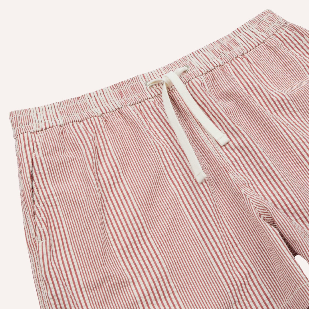 Red & White Seersucker Stripe Drawstring Short