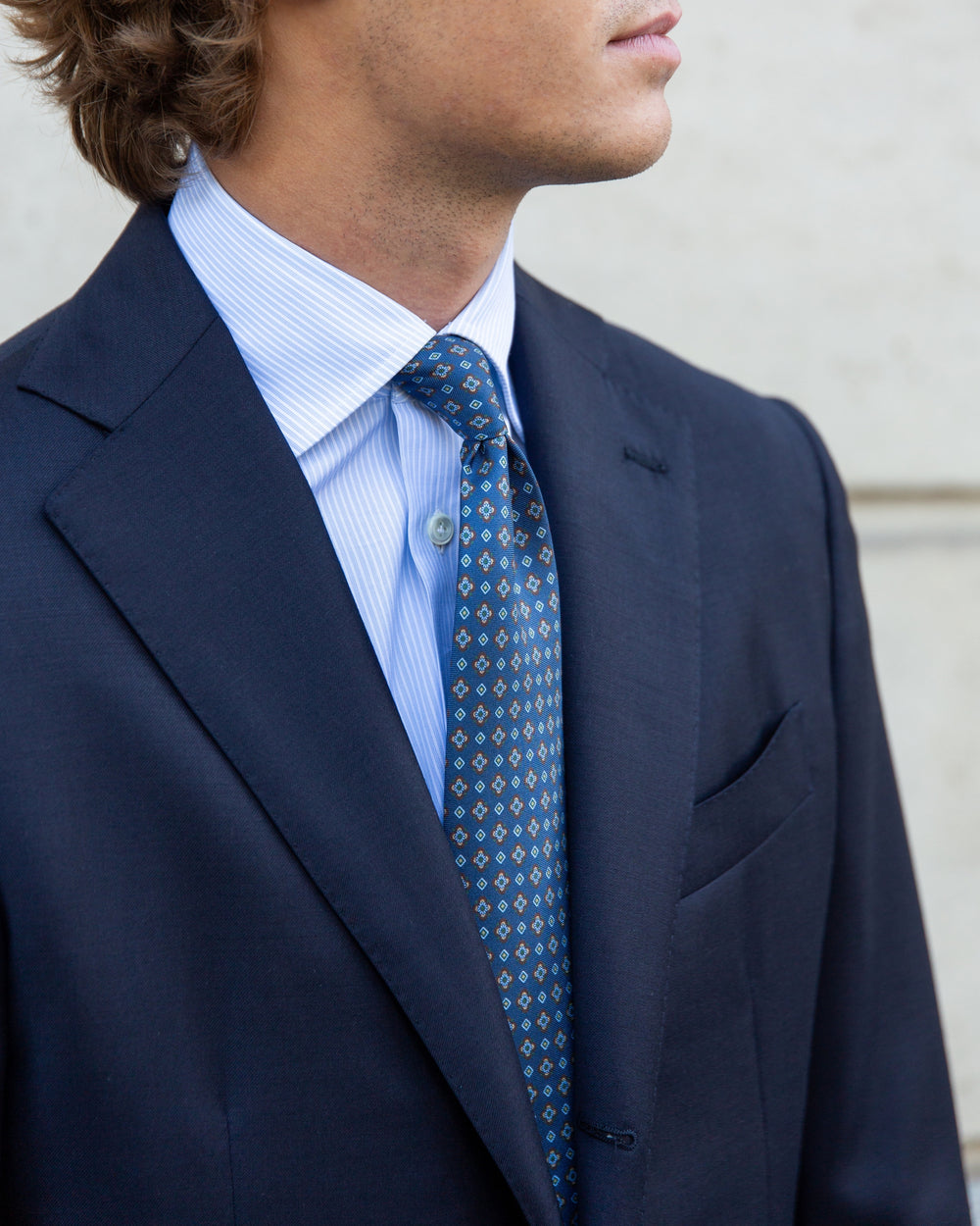 Navy  S120 Twill Wool Suit - Black Line