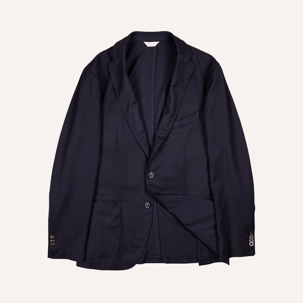 Navy Virgin Brushed Wool Blazer