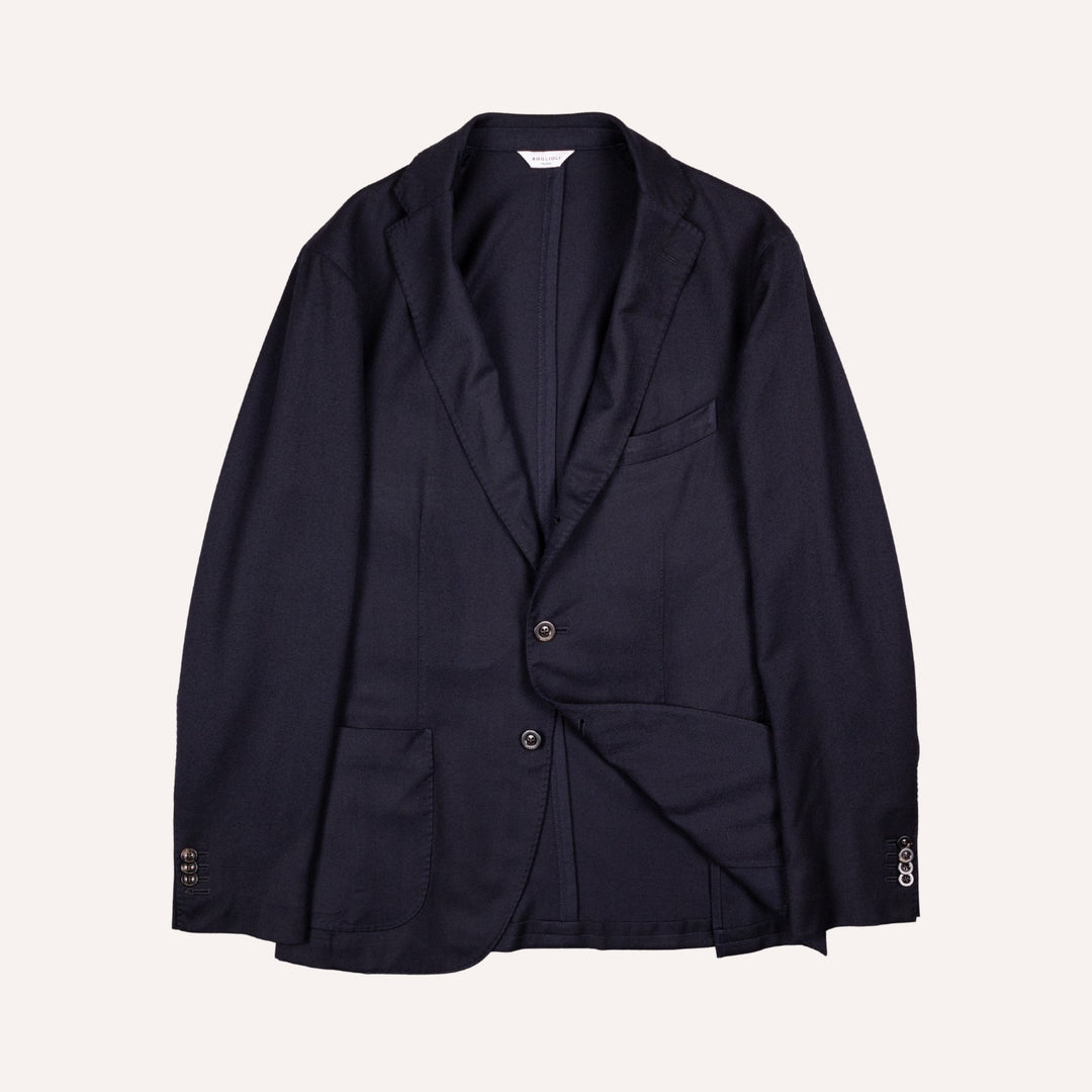 Navy Virgin Brushed Wool Blazer