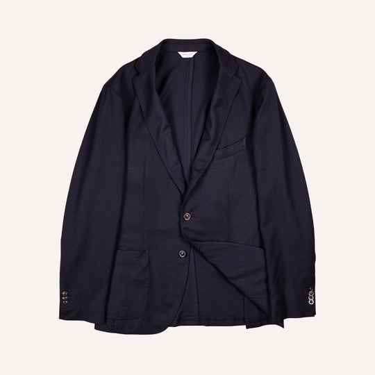 Navy Virgin Brushed Wool Blazer