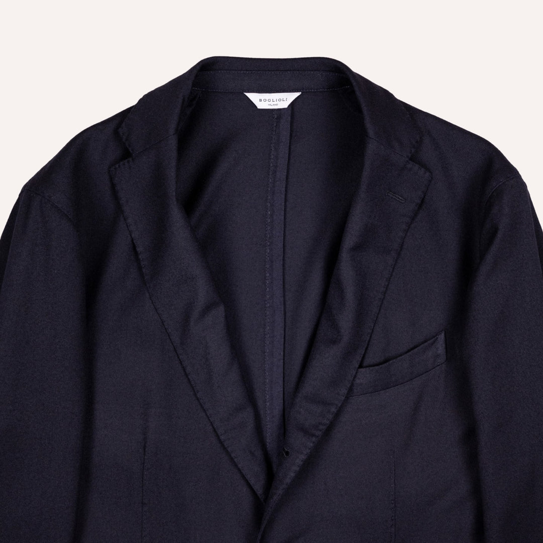 Navy Virgin Brushed Wool Blazer
