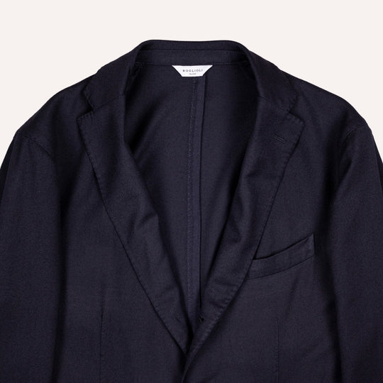 Navy Virgin Brushed Wool Blazer