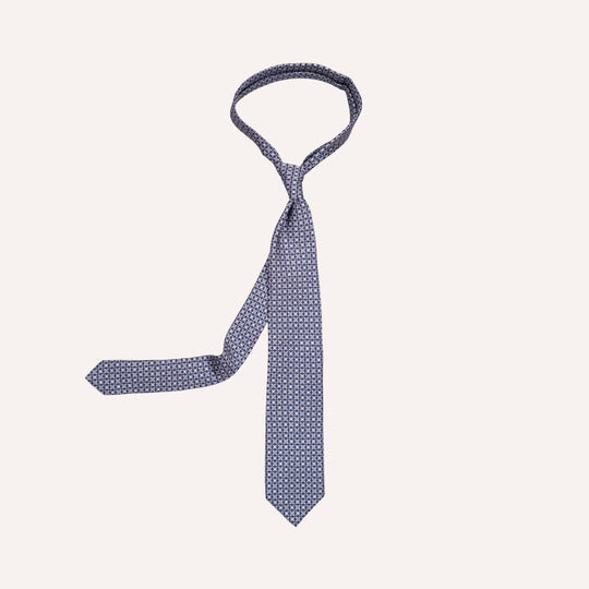 Navy & Light Blue Diamond Pattern Silk Tie