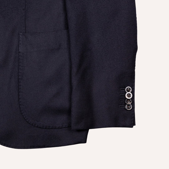Navy Virgin Brushed Wool Blazer