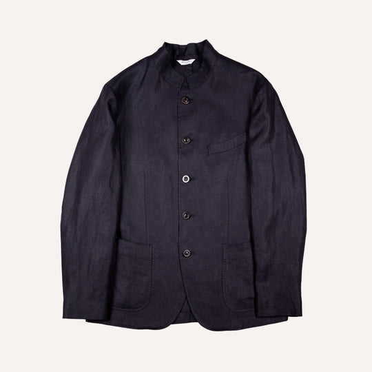 Dark Navy Linen Nehru Jacket