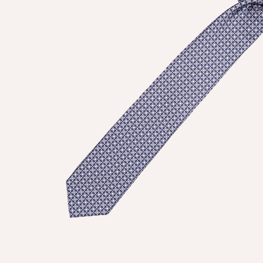 Navy & Light Blue Diamond Pattern Silk Tie