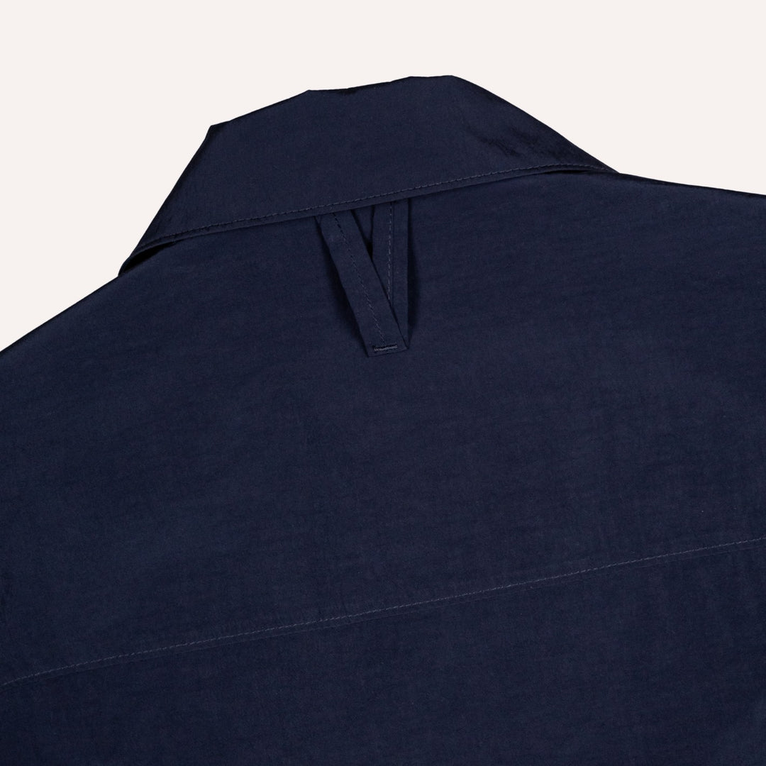 Navy Cotton Nylon Coach Jacket