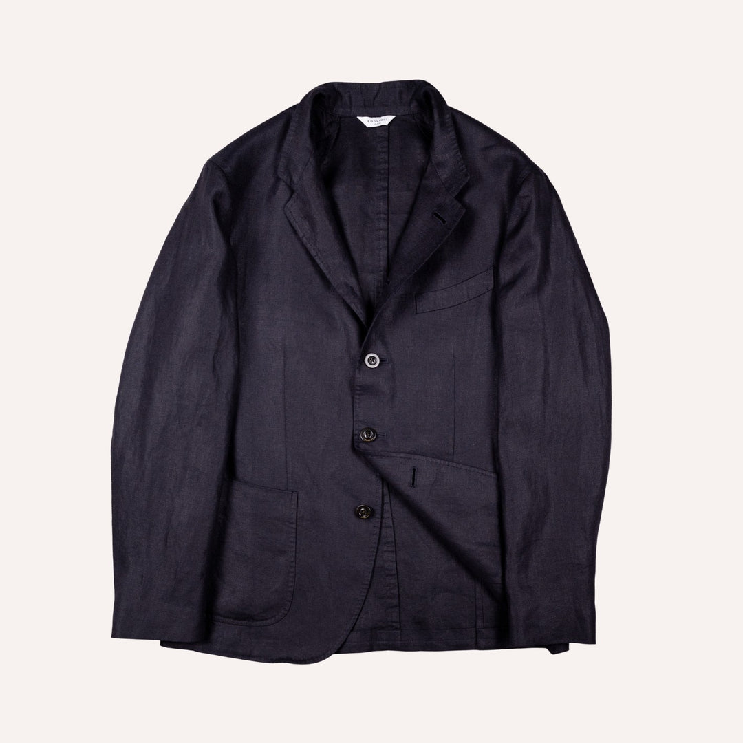 Dark Navy Linen Nehru Jacket