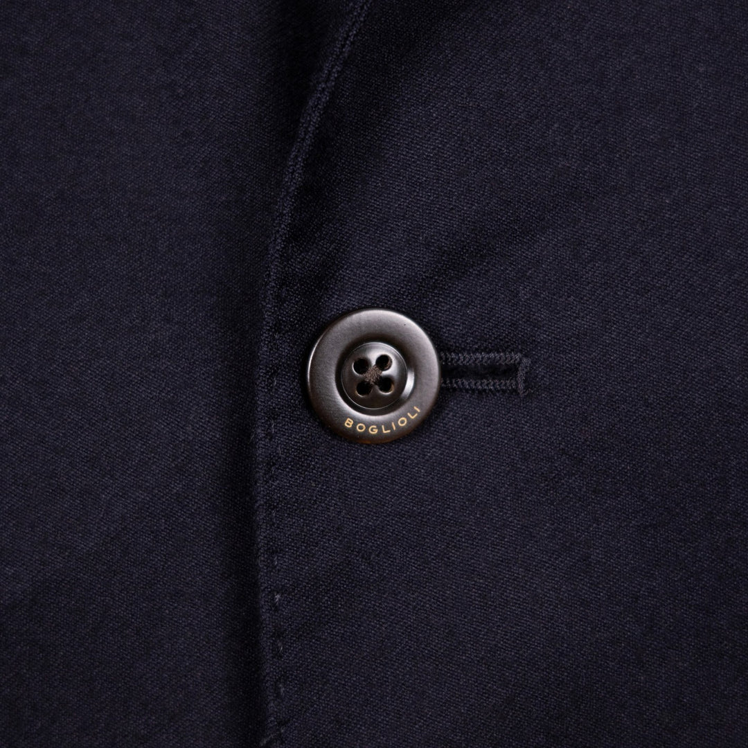 Navy Virgin Brushed Wool Blazer