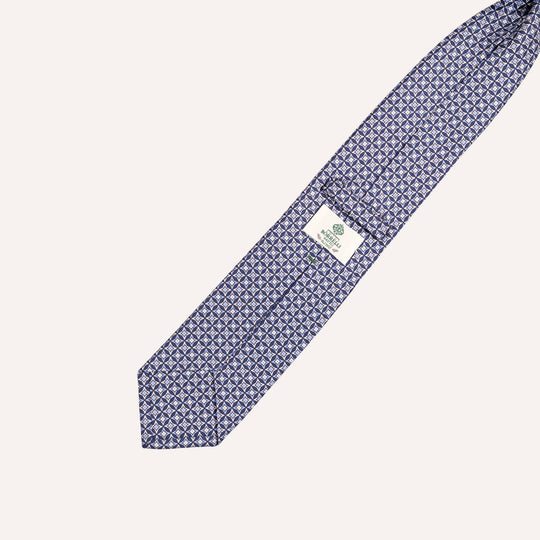 Navy & Light Blue Diamond Pattern Silk Tie