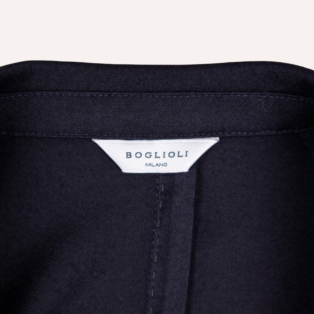 Navy Virgin Brushed Wool Blazer