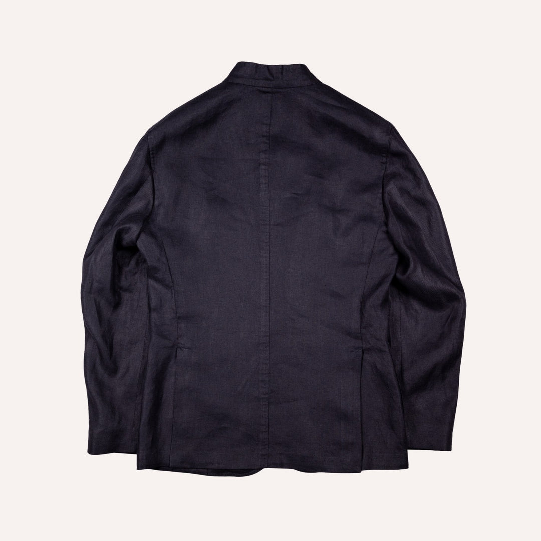 Dark Navy Linen Nehru Jacket