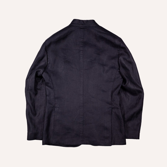 Dark Navy Linen Nehru Jacket