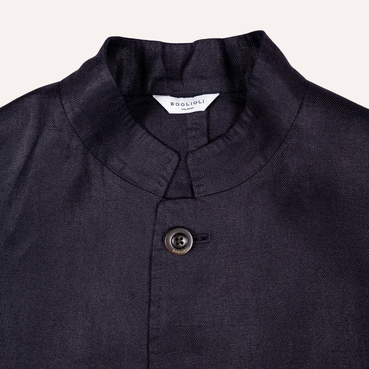 Dark Navy Linen Nehru Jacket