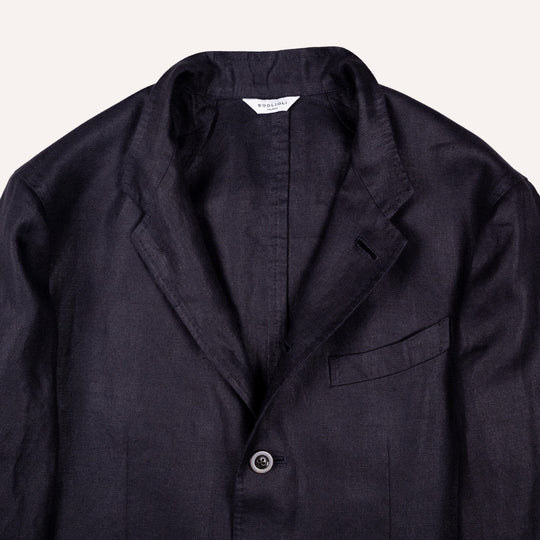 Dark Navy Linen Nehru Jacket