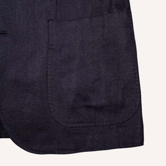 Dark Navy Linen Nehru Jacket