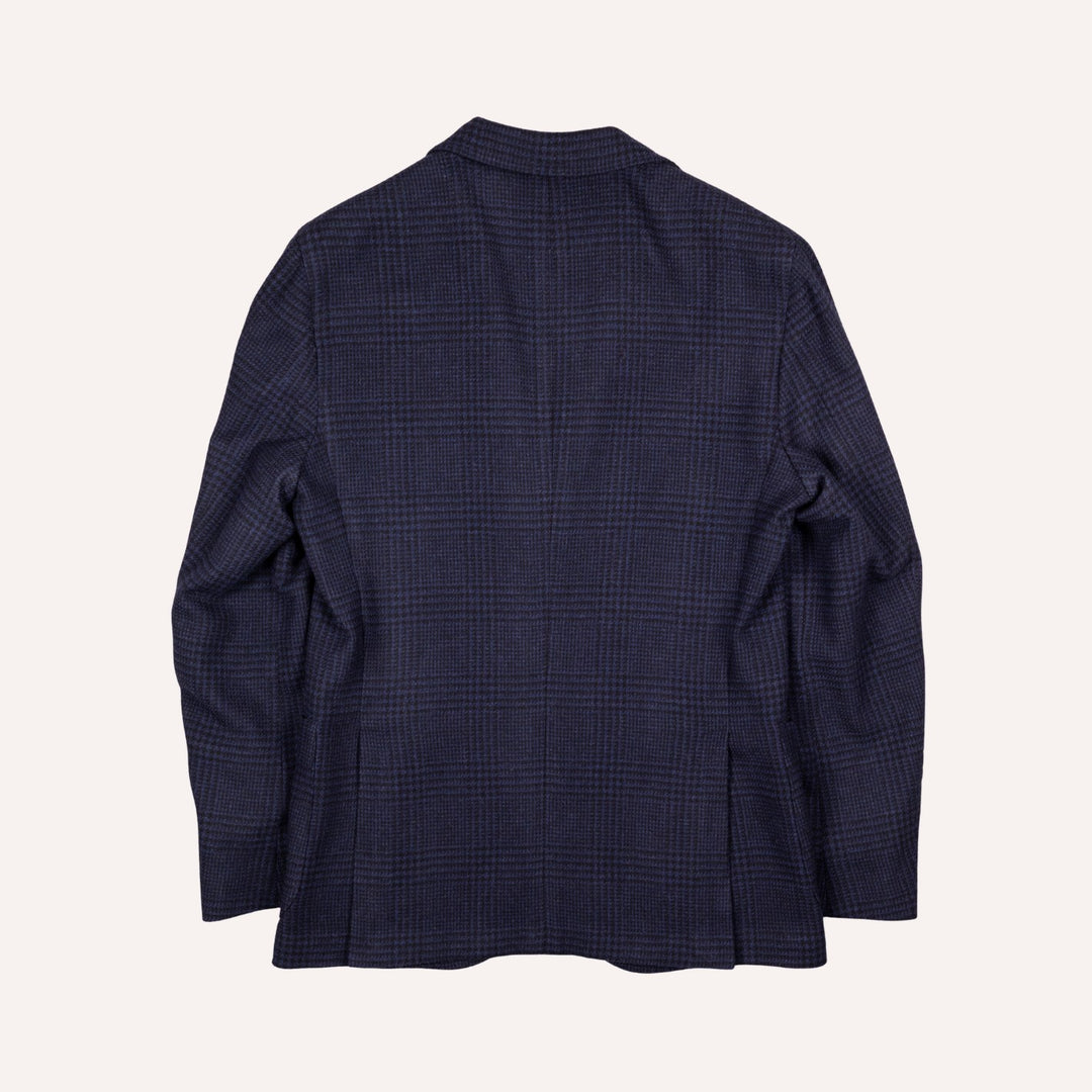 Navy Glencheck Wool Cashmere Blazer