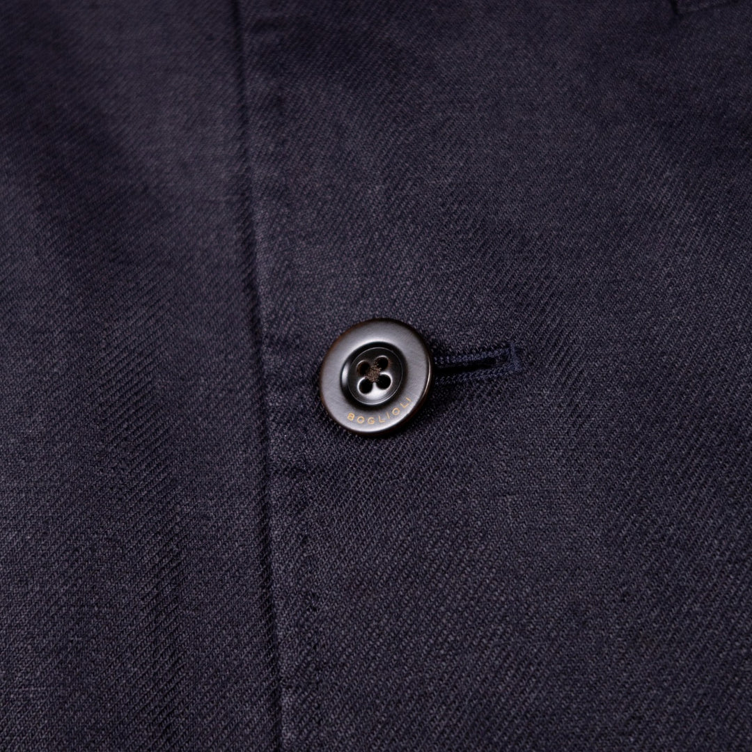 Dark Navy Linen Nehru Jacket