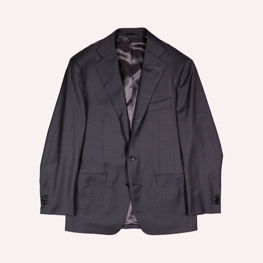 Charcoal Grey S120 Twill Wool Suit - Black Line