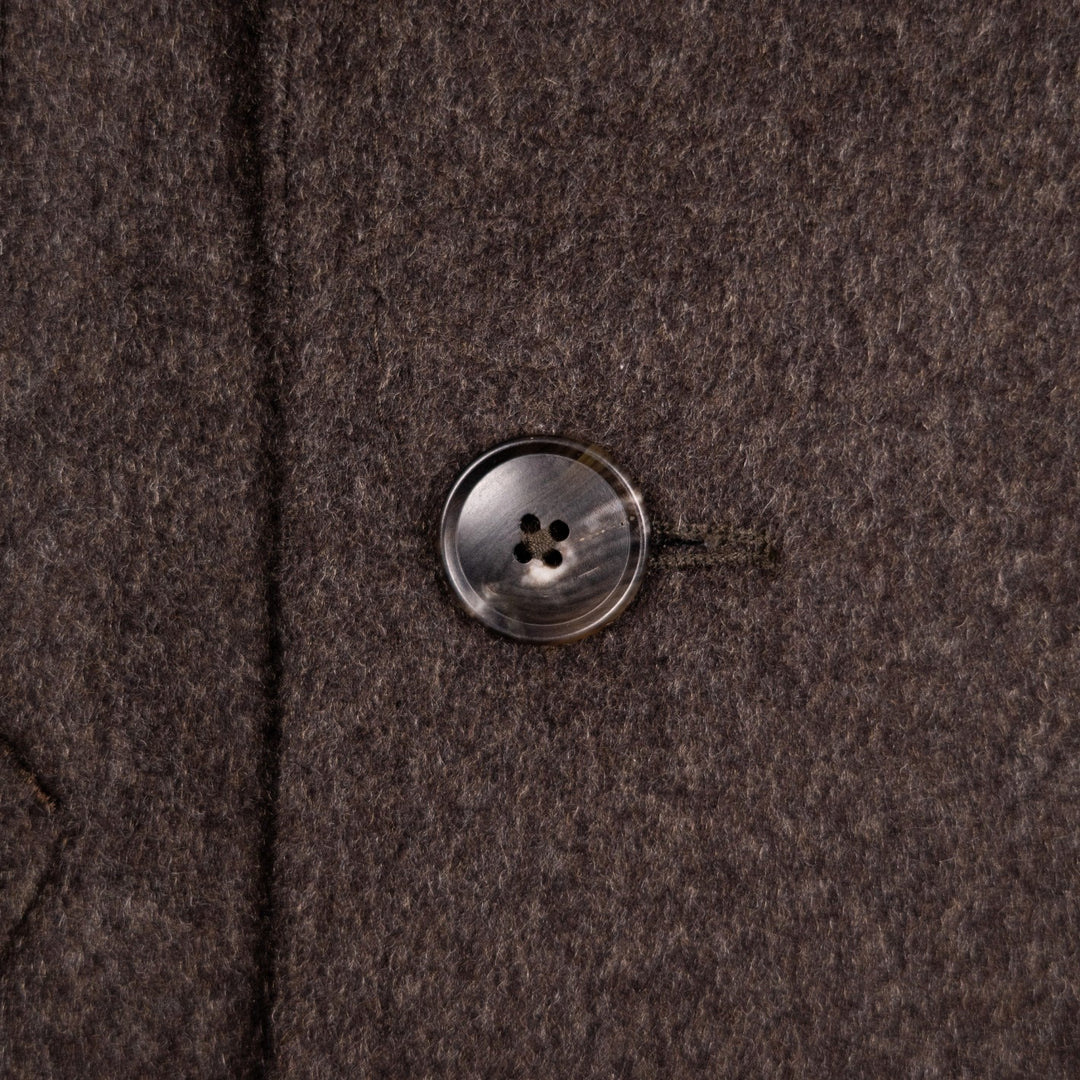 Brown Melange Wool Double Breasted Coat
