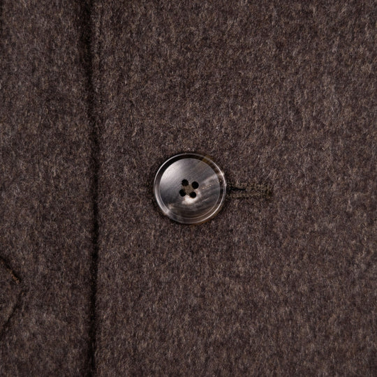 Brown Melange Wool Double Breasted Coat