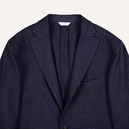 Navy Glencheck Wool Cashmere Blazer