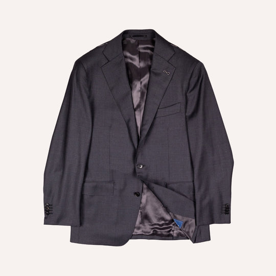 Charcoal Grey S120 Twill Wool Suit - Black Line