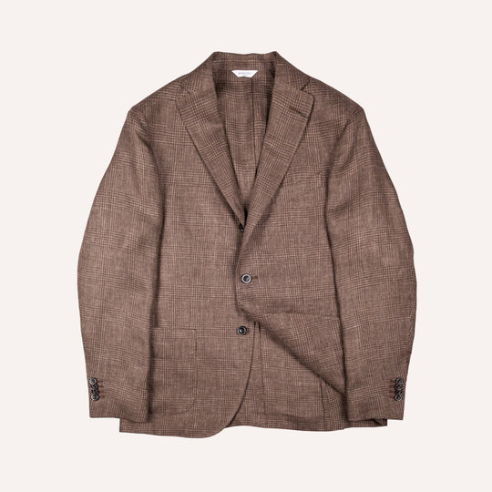 Brown Glencheck Linen Blazer
