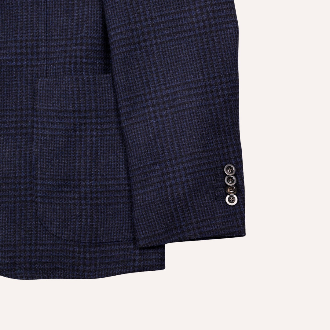 Navy Glencheck Wool Cashmere Blazer